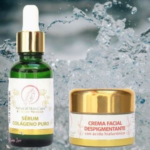 Set de Crema Facial Despigmentante con Acido Hialuronico & Serum Colageno Puro